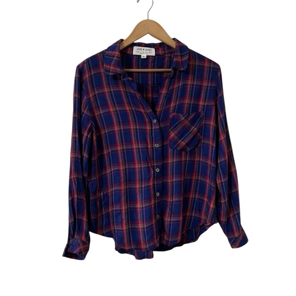 ANTHROPOLOGIE Cloth & Stone Shoshanne Button Down Flannel Shirt Top - Picture 5 of 5